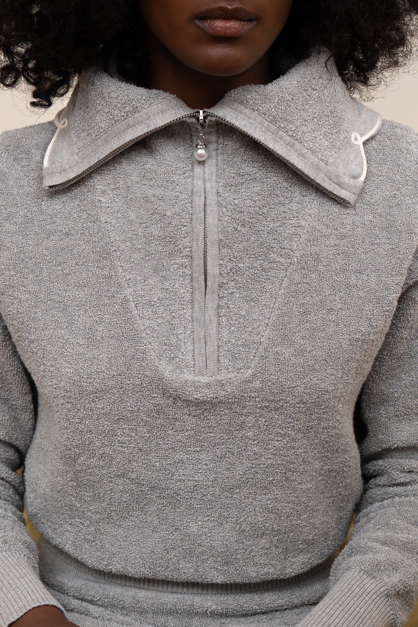 NICO HALF-ZIP GREY SWEATERS RachelAntonoff.com 
