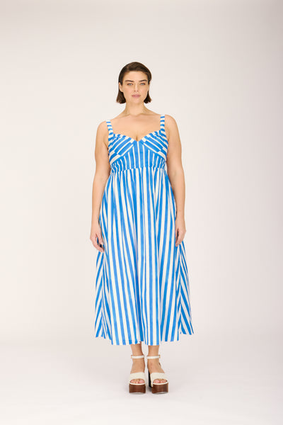 VICTORIA DRESS BLUE STRIPE L - L