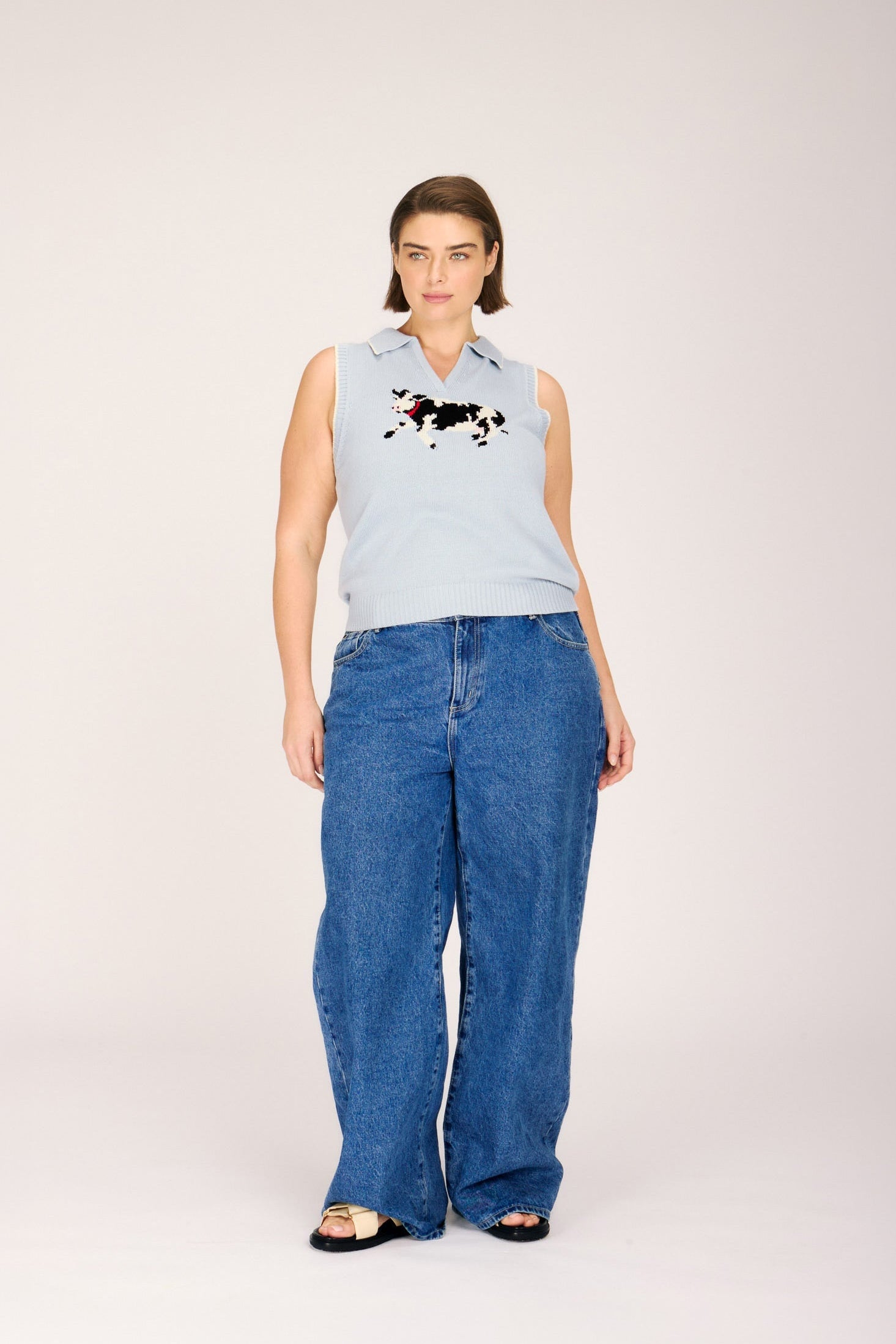BESSIE POLO PALE BLUE TOPS RachelAntonoff.com 