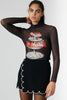 Lillian Turtleneck Black Mesh Long Sleeve Turtleneck - Seafood Tower