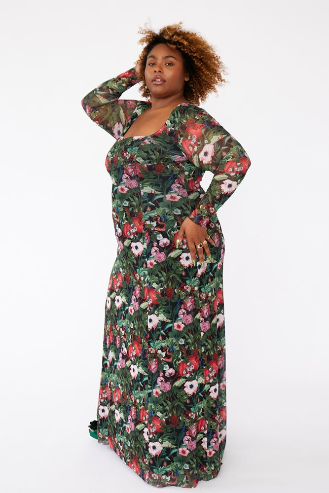 Artie Maxi Dress in Organ Garden Print - XS