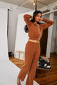 Brown Knit Pants - Scalloped Hem