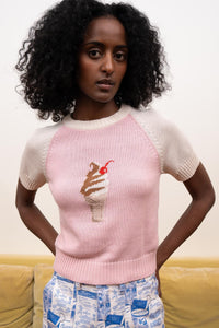 TWIST CONE PULLOVER STRAWBERRY PINK SWEATERS RachelAntonoff.com 