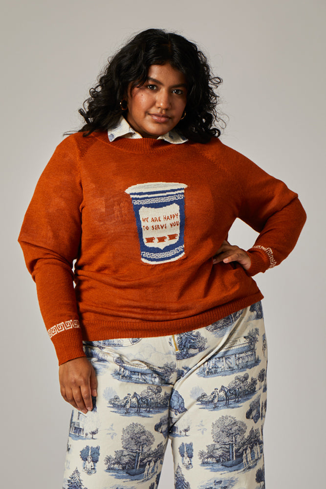 100% Brown Alpaca Coffee Cup Sweater RachelAntonoff.com