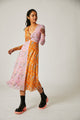 OLIVIA DRESS in Inclusive Sizing from 0-26 Floral print on pink and orange colorblock with twist front