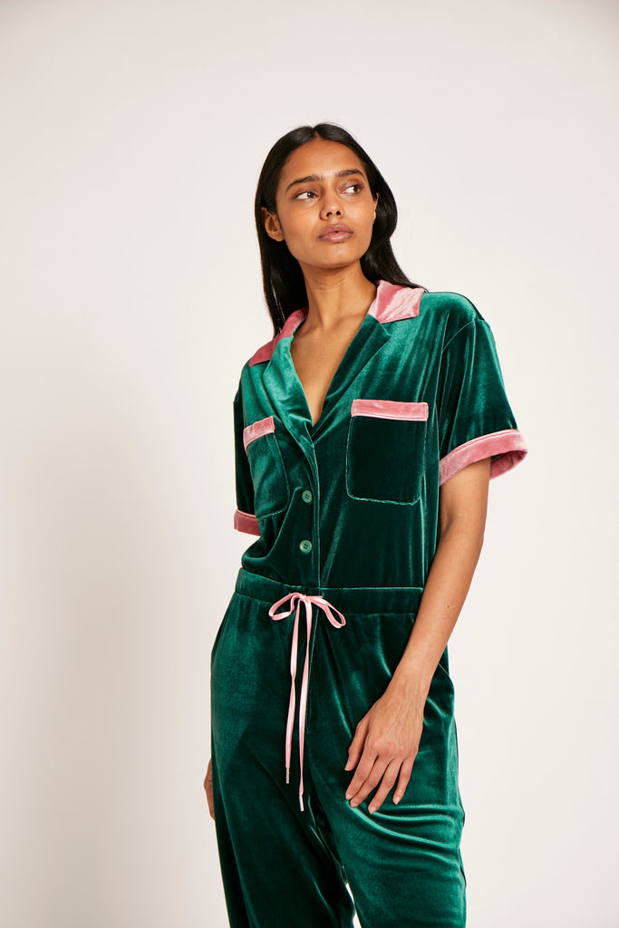 Green & Pink Color Block Jumpsuit - RachelAntonoff.com