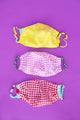 FABRIC MASK SET- Doily Hearts, Multi Gingham & Yellow Poppy Accessory RachelAntonoff.com 